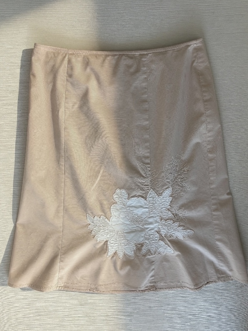 Vintage Y2K Preston & York Beige Floral Appliqué Skirt Size 6
